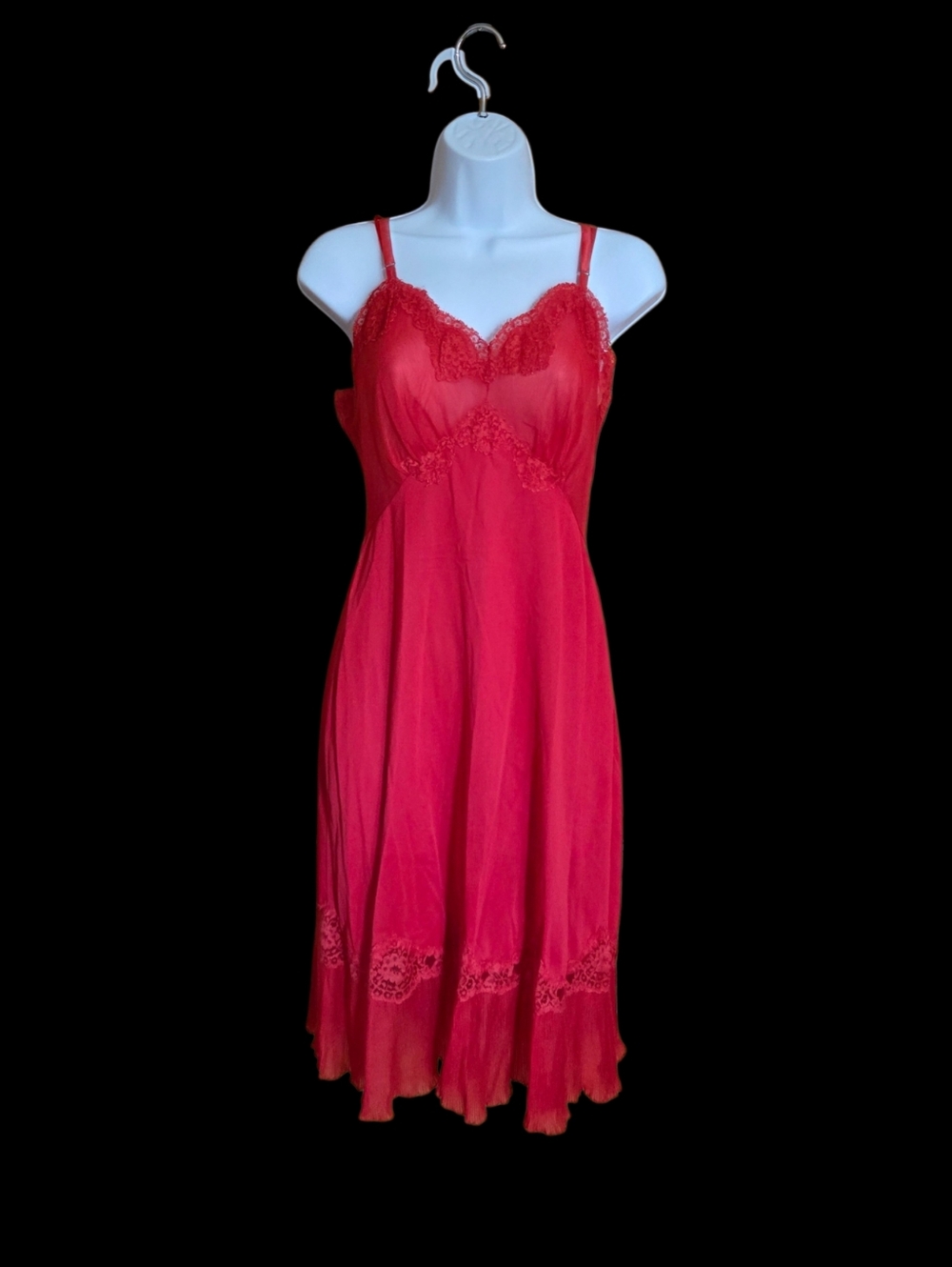 1950s Charmode Red Nylon Slip Dress Sears Roebuc Size 34 Pinup Rockabilly
